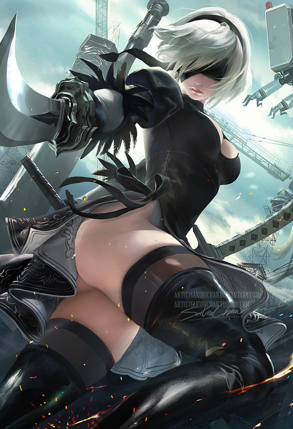 Nier - Арт, Anime Art, NIER, NIER Automata, Yorha unit No 2 type B, Sakimichan