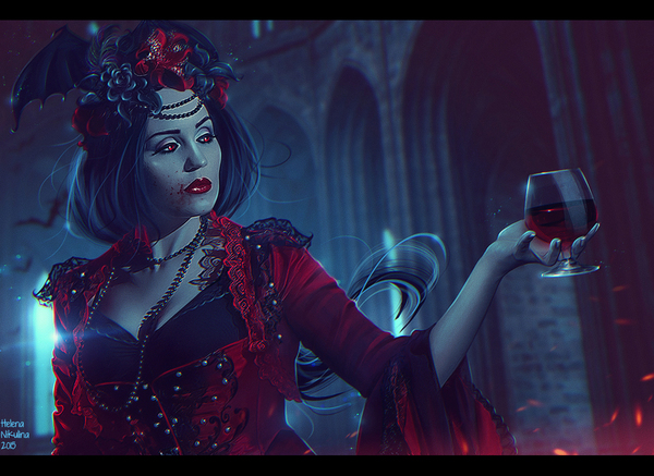 Countess Bathory. - Women, Blood, Elena Nikulina, , Vampires, Female, Art, My