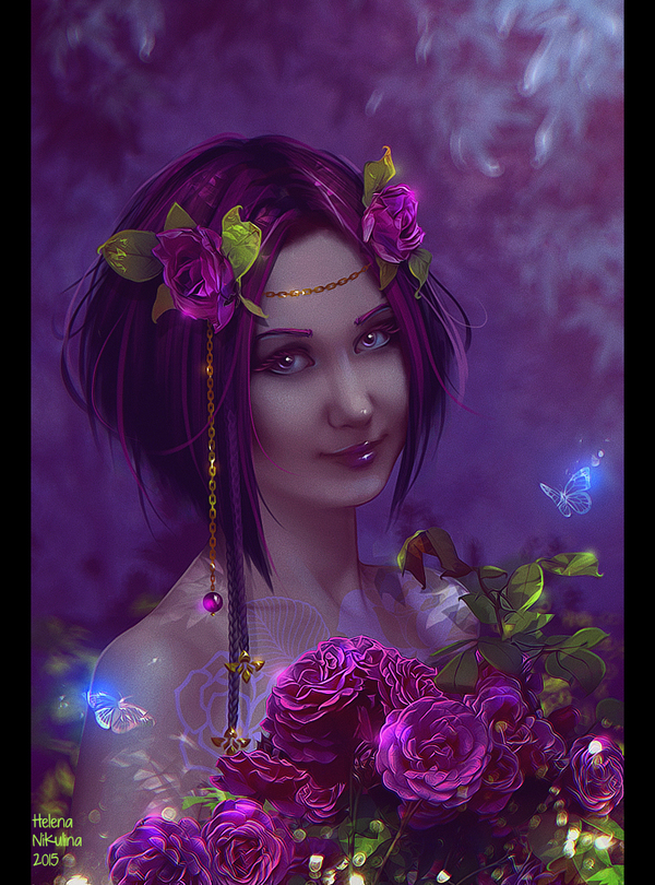 Flower Fairy. - My, Art, Female, Fairy, Flowers, Butterfly, Fantasy, Elena Nikulina, Women