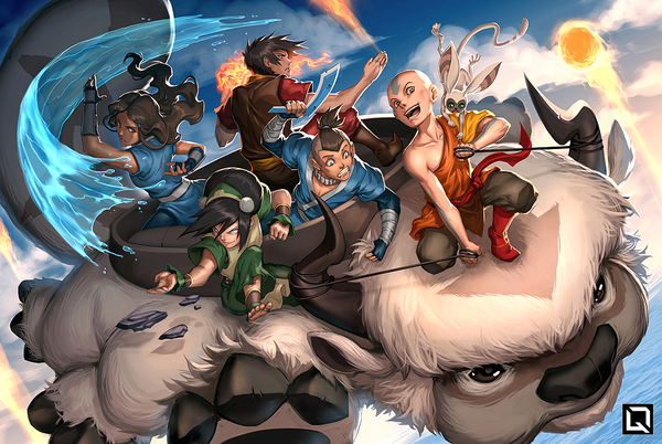Team Avatar - Art, Avatar: The Legend of Aang, Aang, Toph Beifong, Qatar, Zuko, Sokka, Appa, Avatar: The Legend of Aang