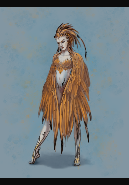 Harpy - My, Drawing, Harpy, Wings