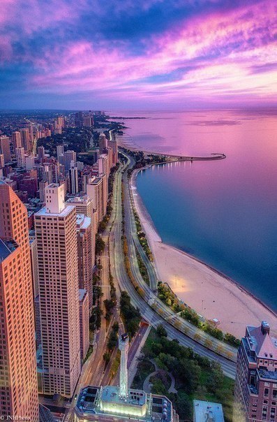 Lake Michigan, Chicago - Lake Michigan, Chicago, The photo, View from above
