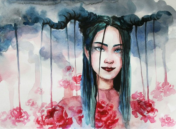 Spring is coming | Improvisation as a means of creation - My, Drawing, Spring, Art, Watercolor, The photo, Girls, Fantasy, Artist