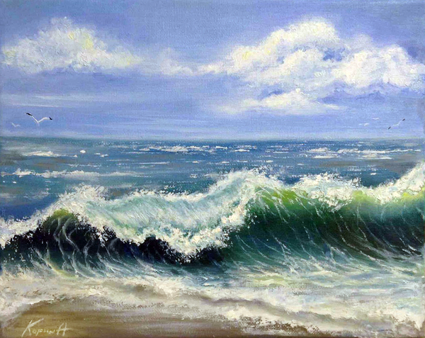 Wave. Canvas, oil. 2017. - My, Halls, Butter, Painting, Sea, Wave, Artist, Landscape