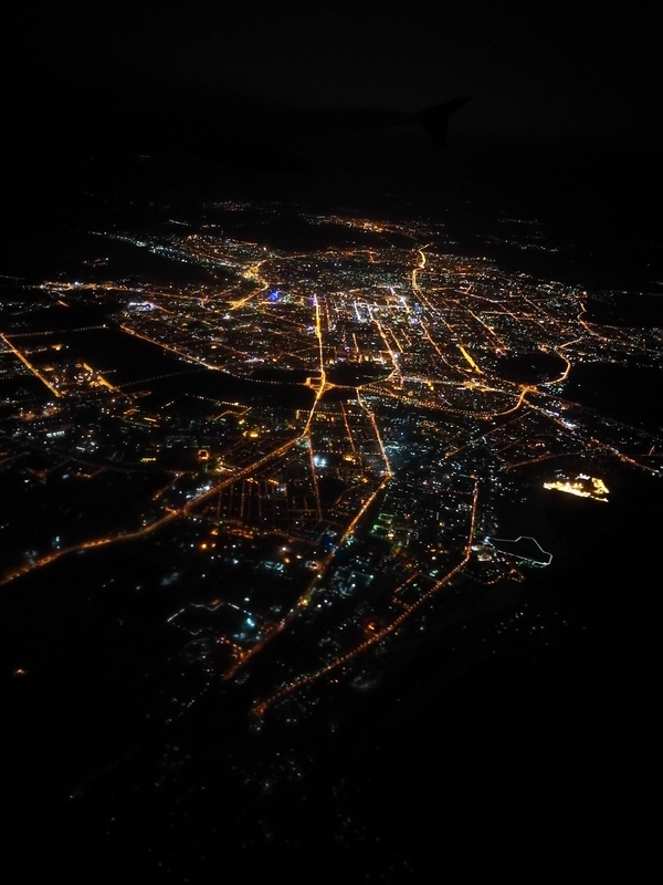 Night Yekaterinburg from the plane - My, The photo, My, Night city, View from the plane