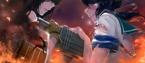 In the middle of battle - Anime art, Anime, Akagi, Fubuki, Kantai collection