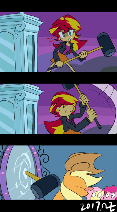 It's three in the morning, we're at shchi... - My little pony, Equestria girls, Applejack, Sunset shimmer