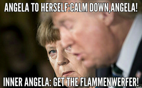 At the meeting between Merkel and Trump - Angela Merkel, Chancellor, Donald Trump, US presidents, 9GAG, Humor