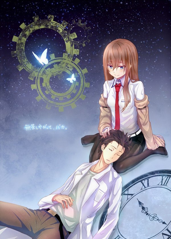   , , Steins gate, Anime Art, Kurisu Makise, Okabe Rintaro