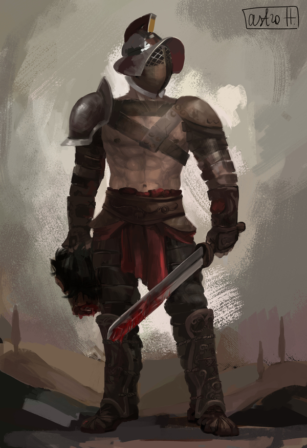 Gladiator - My, Art, League of Artists, Digital drawing, Gladiator, Gladiator, Sword, Armor, Artist