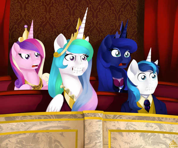 The Royal Family - My little pony, Princess luna, Princess celestia, Princess cadance, Shining armor, Queen Elizabeth, Queen Elizabeth II, Comparison