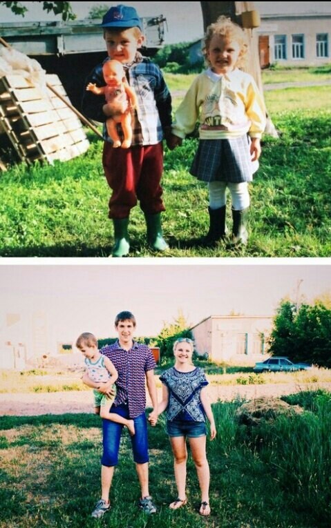 Time elapsed between photos: 13 years. - My, Time, Childhood, 13 years old