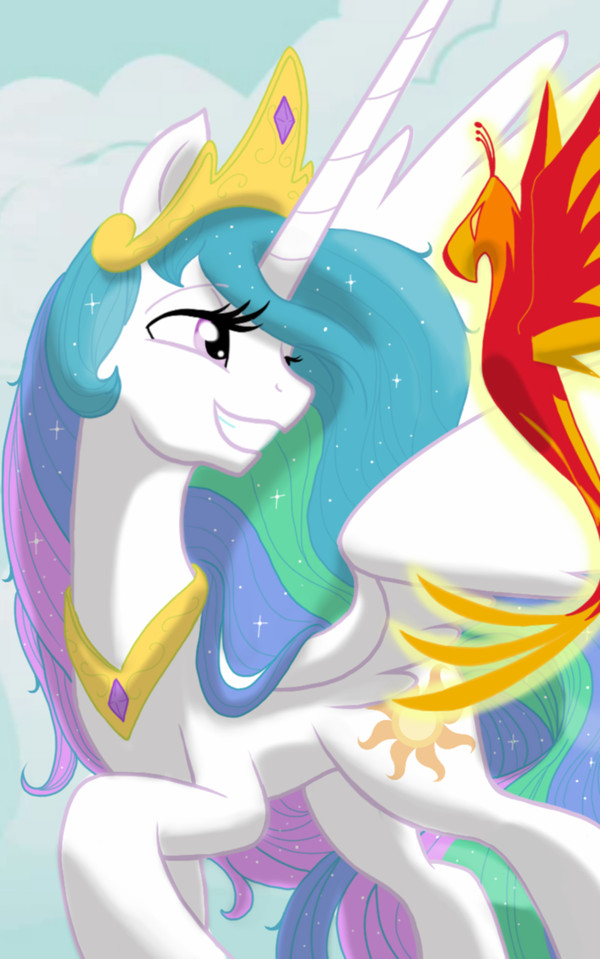 Celestia and Philomena - My Little Pony, PonyArt, Princess Celestia, Philomena