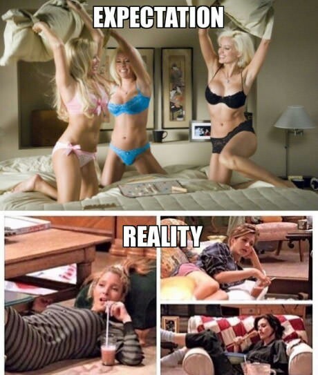 When you decide to spend the night with friends together - Girls, Expectation and reality