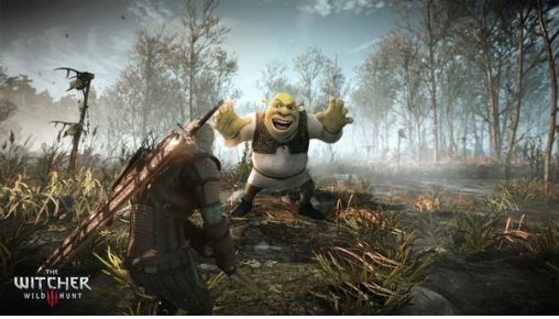 The Witcher 3 expansion pack Shrek - Ведьмак 3: Дикая охота, Шрек, Монстр, Игры, Бестия, Огры, Босс, Битва