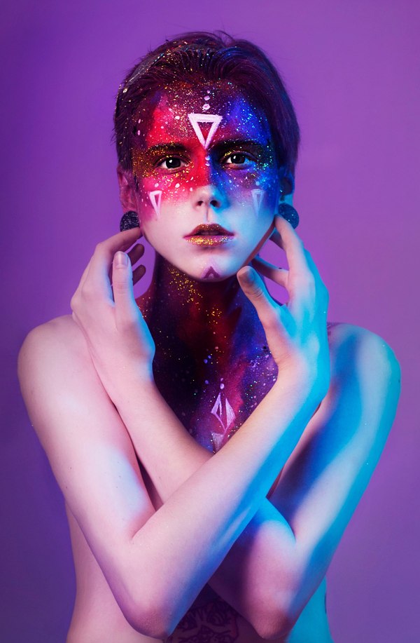 Glitters. Vol 1. Photo by Alexander Blare - My, Bodypainting, , The photo, Makeup, , Makeup, Space