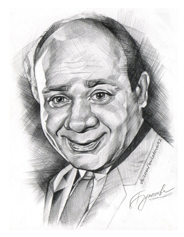 Leonov - My, , Portrait, Evgeny Leonov, Pencil drawing, Handwriting