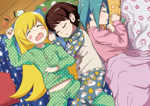 Monogatari Series , Anime Art, Bakemonogatari, Shinobu Oshino, Yotsugi Ononoki, Hachikuji Mayoi, Monogatari series