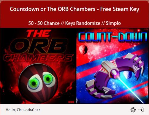 Giveaway - Countdown or The ORB Chambers [STEAM] - Steam freebie, Freebie