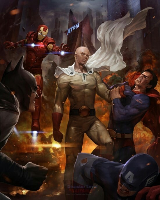 This is the logical end of the Justice League. - Onepunchman, Saitama, Anime, Superman, iron Man, Captain America, Images