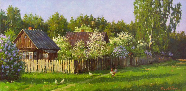 Spring morning in the village (Dmitry Levin) - Landscape, Village, Russia, beauty, , Artist