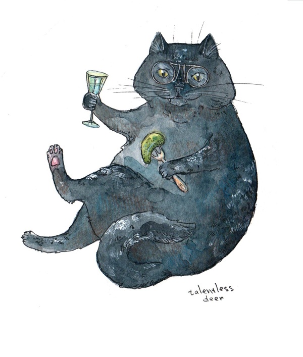 hippopotamus - My, hippopotamus, Illustrations, Watercolor, Sketch, Master and Margarita, Art, cat
