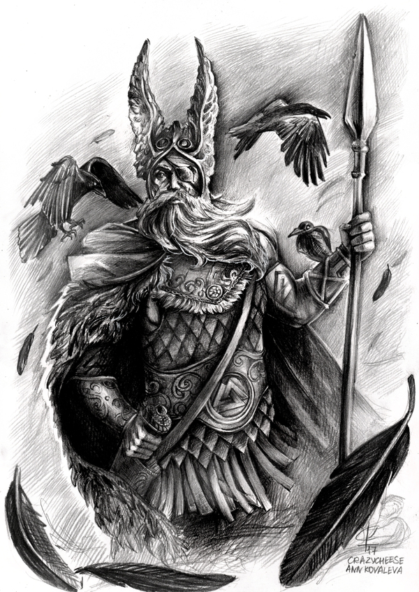 Drawing of Odin - My, Marvel, Games, Mythology, Warrior, Drawing