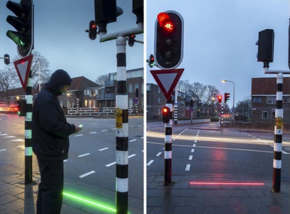 Danish city installs traffic lights for those who do not part with their smartphones - Traffic lights, Denmark, Smartphone, Road safety