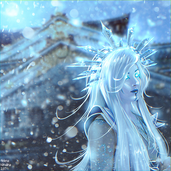 Yuki-onna. Fan art for the game Might & Magic Heroes VI. - My, Art, Fan art, HOMM VI, Yuki-Onna, Female, Snow, Cold, Elena Nikulina, Women