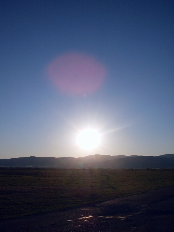 the setting sun - My, Buryatia, The sun, Steppe