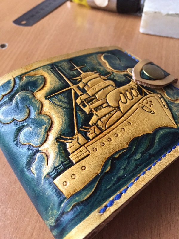 Purse experiment) - My, Wallet, , Leather products, Ocean, Anchor, Presents, Longpost