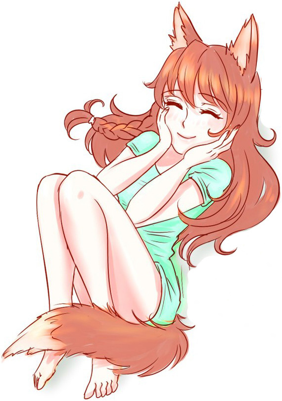 Since today is the day of jokes, it means that Yulia can also have a fox tail ... - Endless summer, Visual novel, Camp owlet, Julia, Art, Orikanekoi, Moonworks