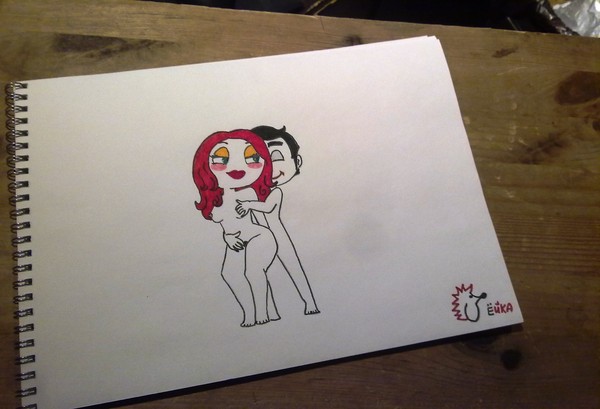 Drawing in the style of Arthur De Pins - NSFW, My, Arthur De Pin, Drawing, Creation