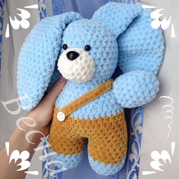 plush bunny boy - My, Hare, Crochet, Knitted toys