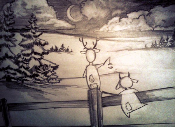 Toddlers on a walk. - My, Pencil drawing, Forest Tramps