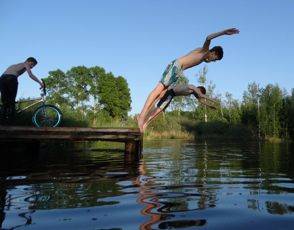 Bathing on bicycles - A bike, Bikes, Bathing, Diving, Water, Kostroma, Sport, The photo, Bathing