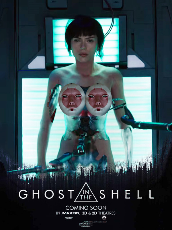 For those who lacked nipples - NSFW, My, Scarlett Johansson, Poster, Ghost in armor