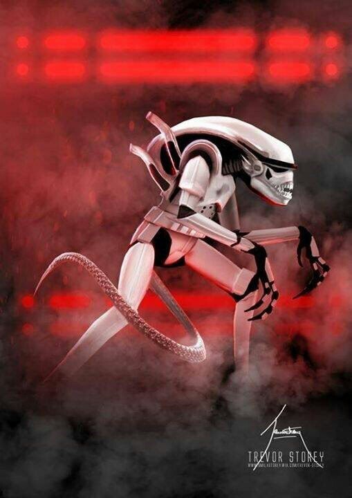 Alien Stormtrooper - Stranger, Art, Accuracy, Star Wars stormtrooper, Hit, Crossover, Jaw