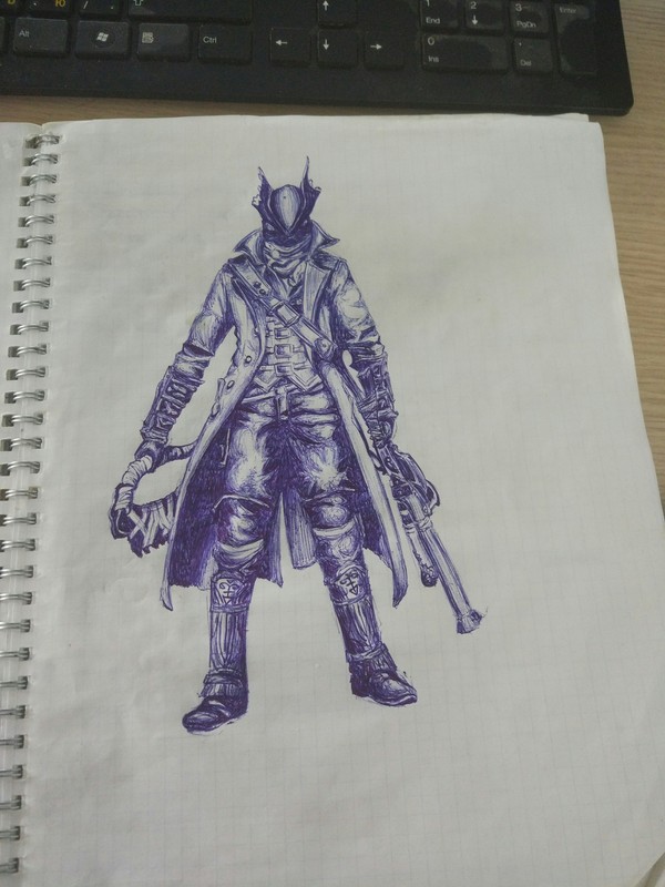 When you have free time at work - My, Work, Bloodborne, Drawing