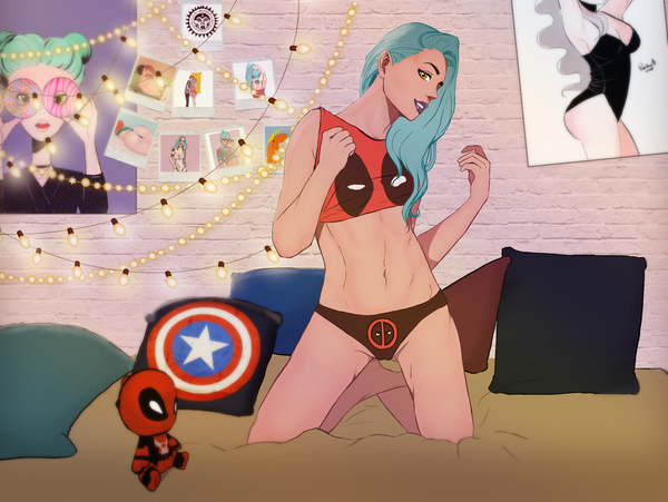 Marvel fan - NSFW, Моё, Арт, Marvel, Myrtle Green, Рисунок, Цифровой рисунок