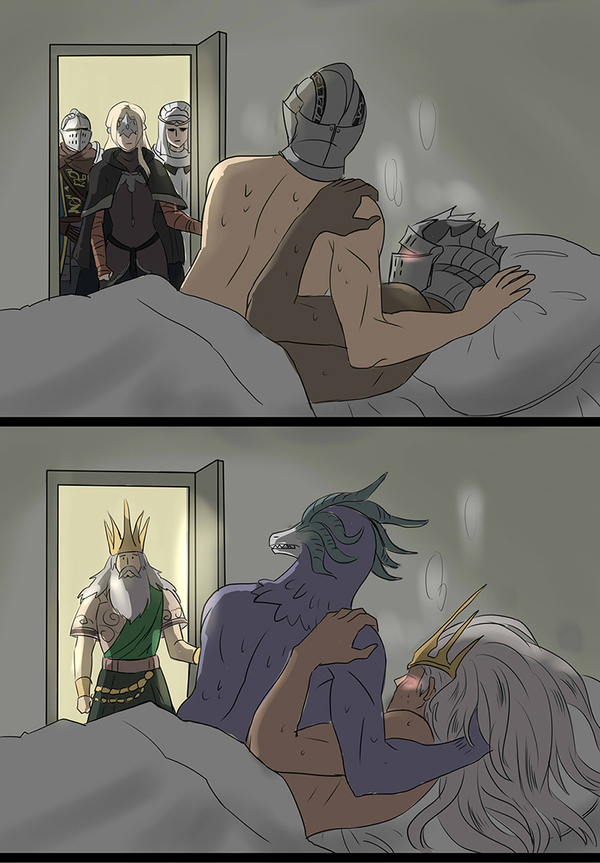 When no one knows how to knock on the door or when your enmity hides true feelings. - Dark souls, Dark souls 3, Comics, Awkward moment, Bedroom, Longpost