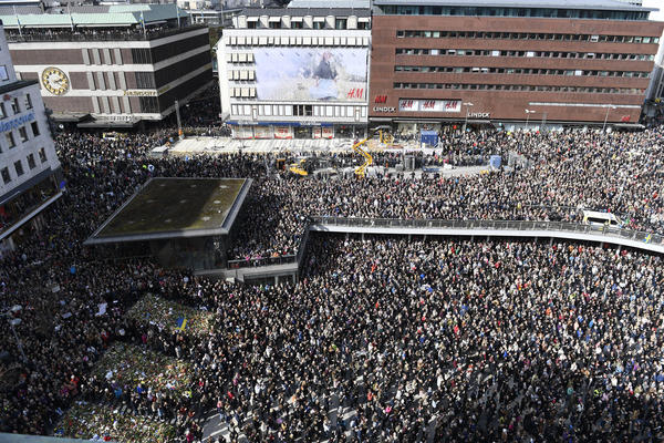 Meeting of mourning of a healthy person. - Terrorist attack, Rally