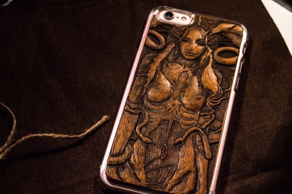 Wood case for iPhone 6 - Demon - My, , The Gift of Hands, IPhone case, Handmade, CNC, Demon, iPhone, Longpost, Case for phone