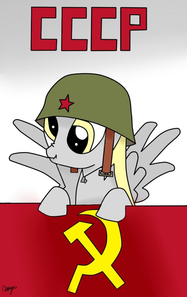 Derpy USSR - Моё, My Little Pony, Арт, Derpy Hooves, СССР, Флаг, Helmet