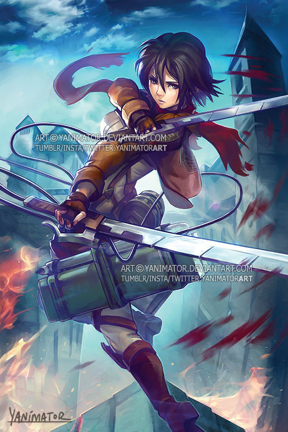 Mikasa Ackerman - Anime Art, Аниме, Mikasa Ackerman, Атака Титанов, Yanimator