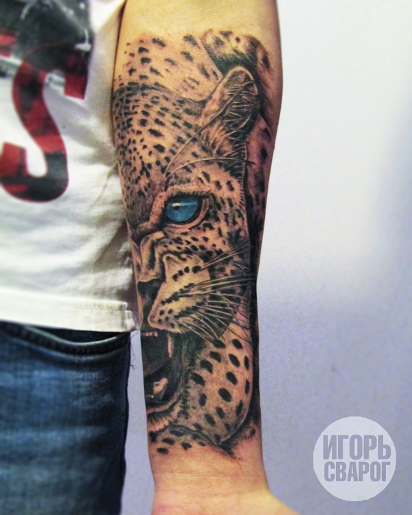 Tattoo Yekaterinburg (tattoo) Leopard - My, Tattoo, Yekaterinburg, Leopard, Realism, Sketch, On the arm