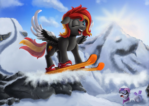 Wings are cheating - My little pony, Original character, Double Diamond, Skis