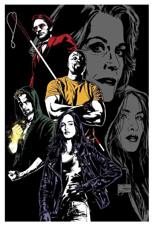 Defenders Poster by Netflix & Marvel - Serials, Marvel, Netflix, Daredevil, Luke Cage, Jessica Jones, Iron Fist, Poster