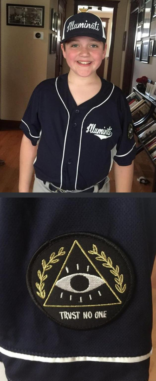 Letting a 10 year old boy name the team whatever he wants was not the best idea. - Humor, Illuminati, Sport, Children, The photo, Not mine, Conspiracy