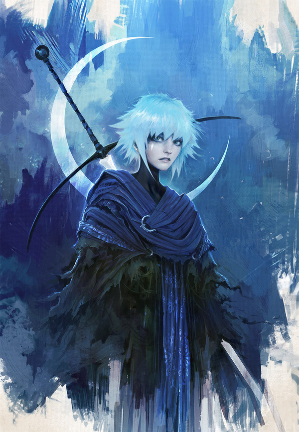 Lunar Swordswoman - Art, Fantasy, , , moon, Sword